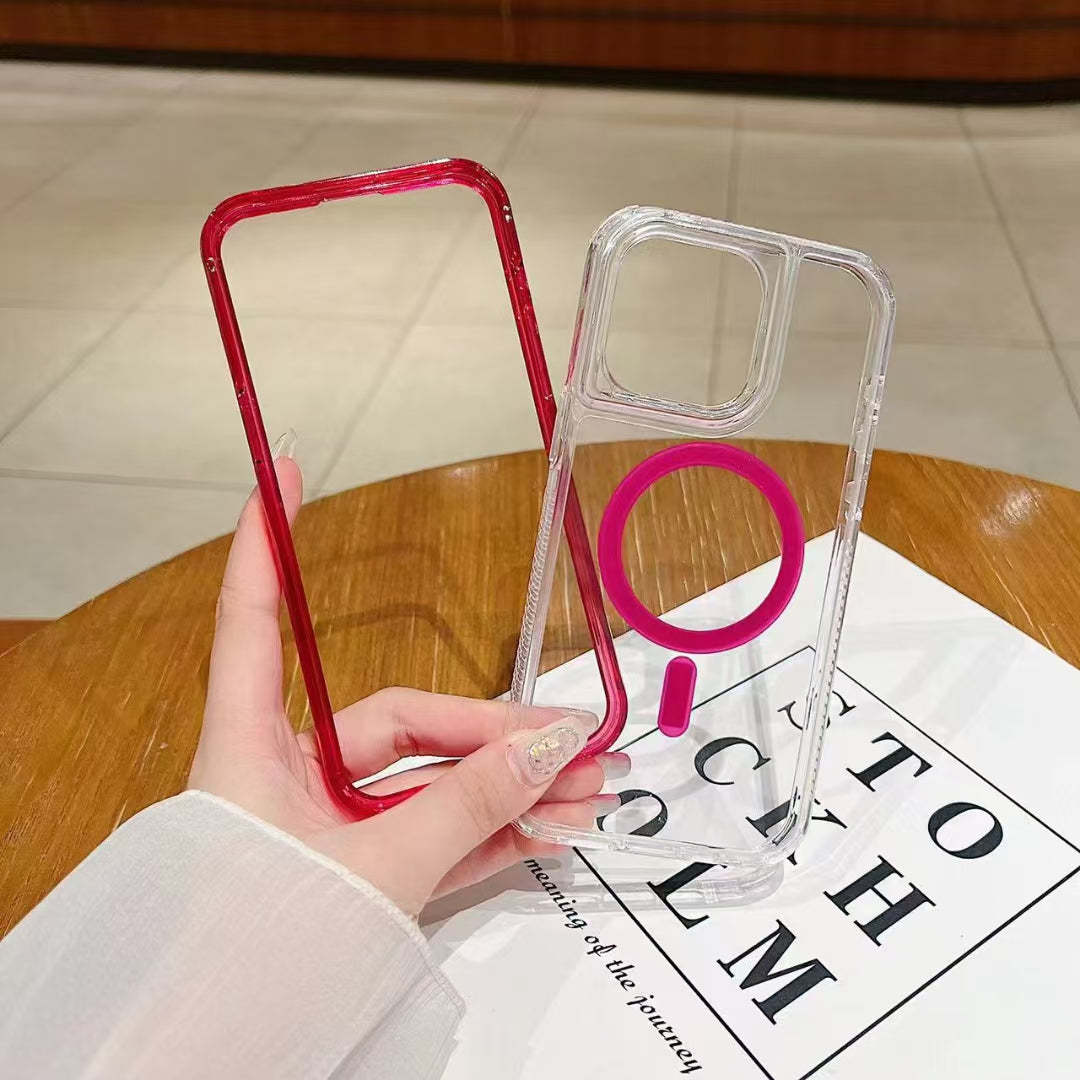 Wholesale Phone Cases Customizable Factory Direct clear edge magnetic phone case compatible with Samsung Xiaomi Huawei OPPO gradient color ring design