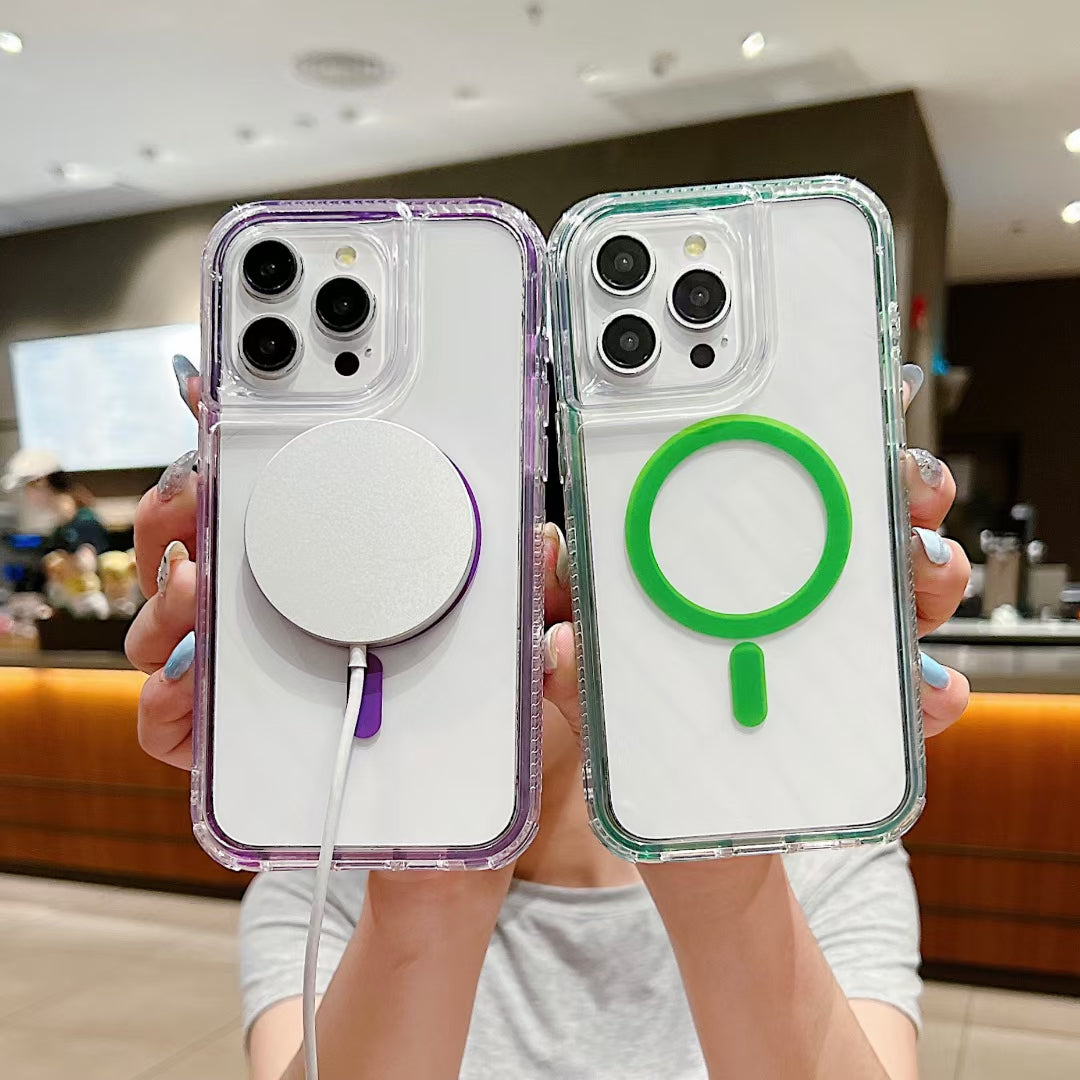 Wholesale Phone Cases Customizable Factory Direct clear edge magnetic phone case compatible with Samsung Xiaomi Huawei OPPO gradient color ring design