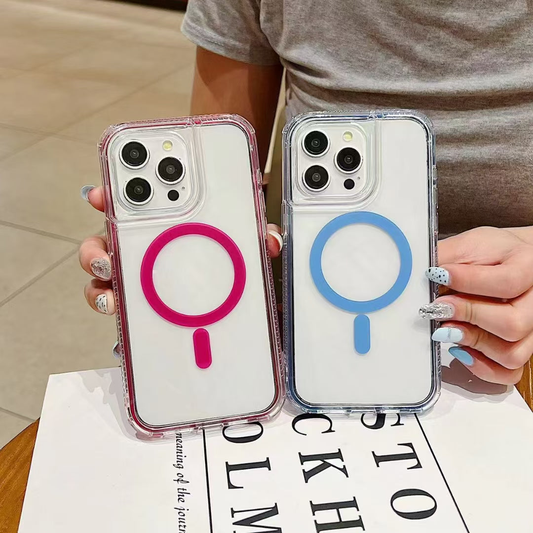 Wholesale Phone Cases Customizable Factory Direct clear edge magnetic phone case compatible with Samsung Xiaomi Huawei OPPO gradient color ring design