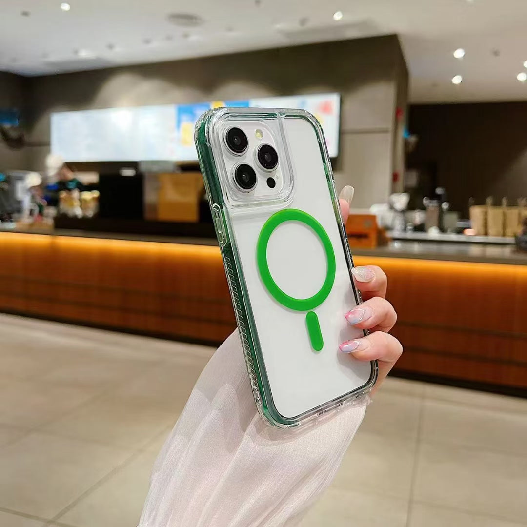 Wholesale Phone Cases Customizable Factory Direct clear edge magnetic phone case compatible with Samsung Xiaomi Huawei OPPO gradient color ring design