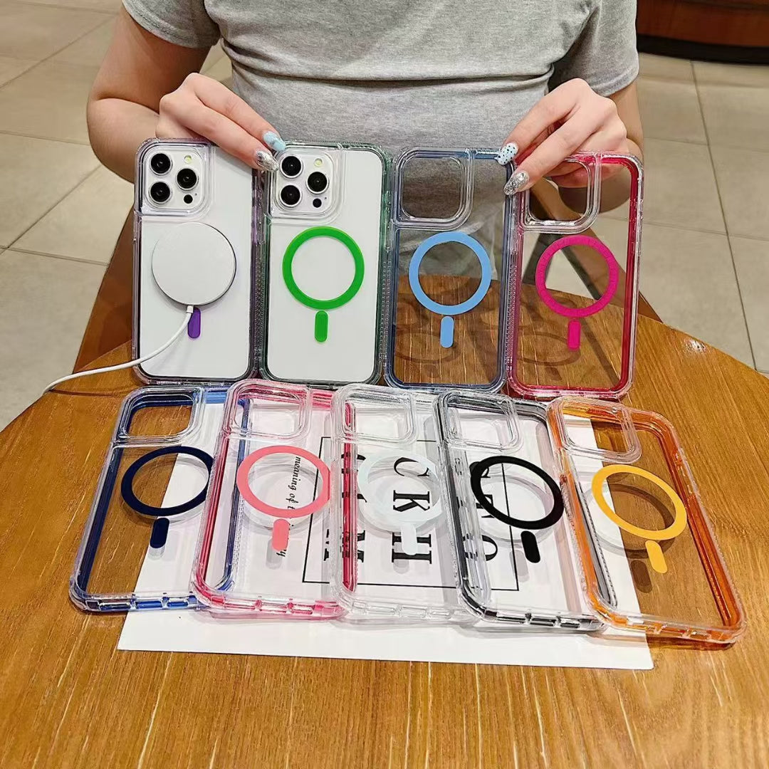 Wholesale Phone Cases Customizable Factory Direct clear edge magnetic phone case compatible with Samsung Xiaomi Huawei OPPO gradient color ring design