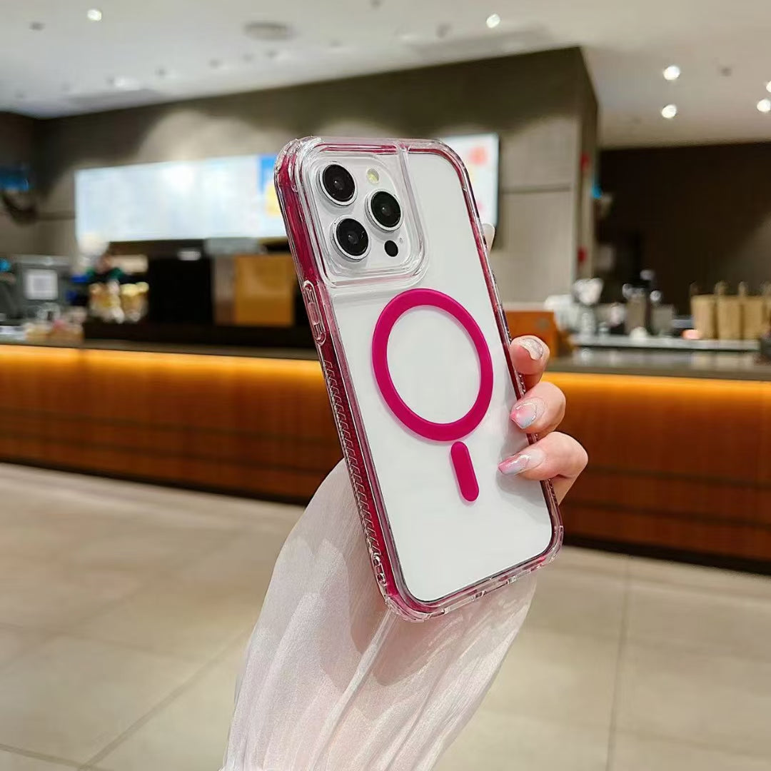 Wholesale Phone Cases Customizable Factory Direct clear edge magnetic phone case compatible with Samsung Xiaomi Huawei OPPO gradient color ring design