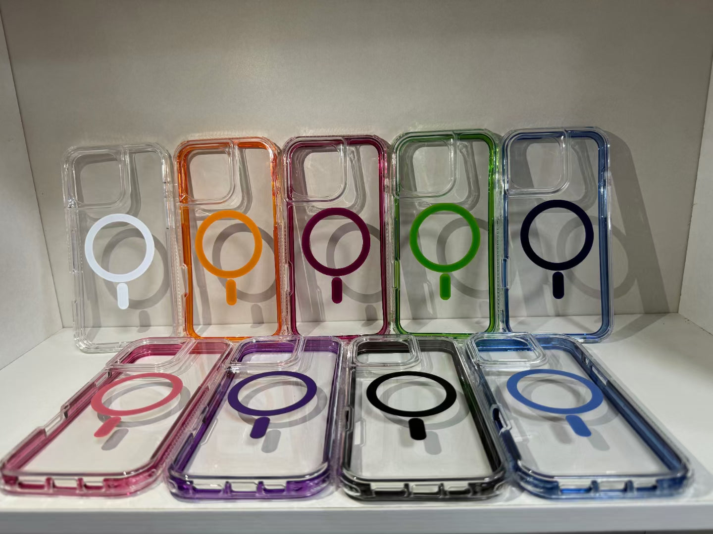 Wholesale Phone Cases Customizable Factory Direct clear edge magnetic phone case compatible with Samsung Xiaomi Huawei OPPO gradient color ring design