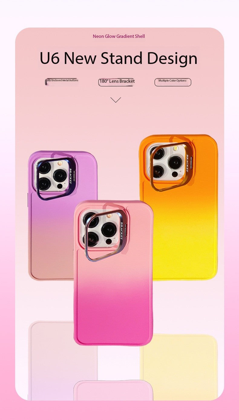U6 Gradient Color Matte Case with Camera Stand for iPhone 17 Series – Smooth Finish Shockproof Design