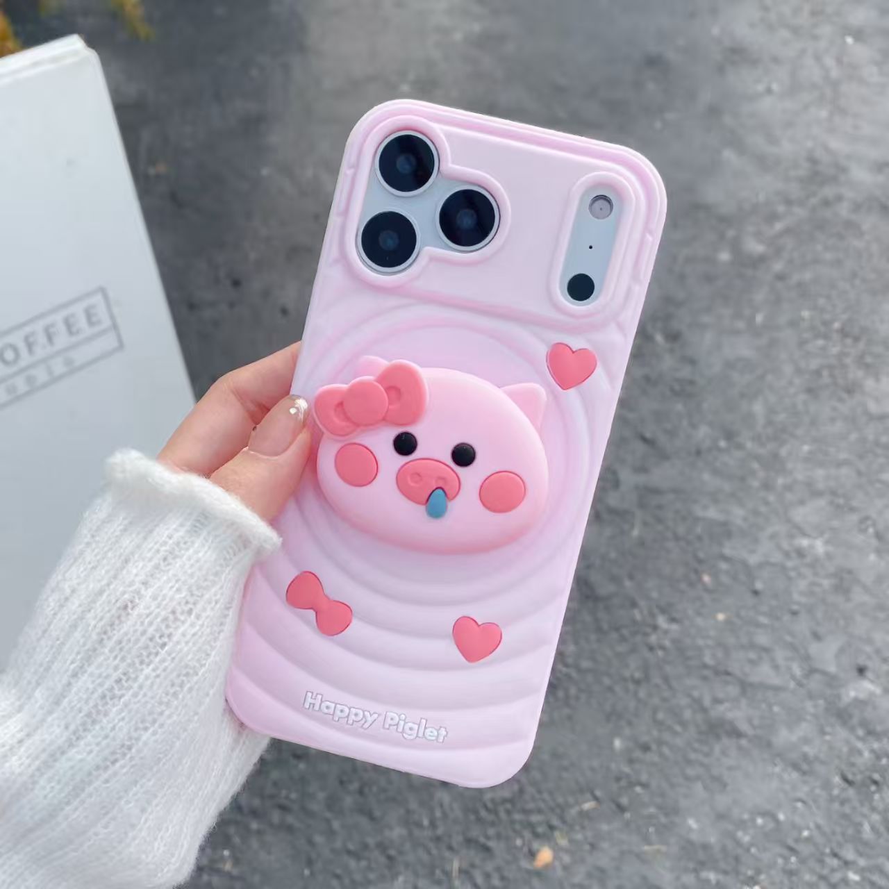 Cute 3D Pig Silicone Case for iPhone 17 17 Pro 17 Pro Max – Soft Shockproof Cover with Stand, Heart Decor and Kawaii Design