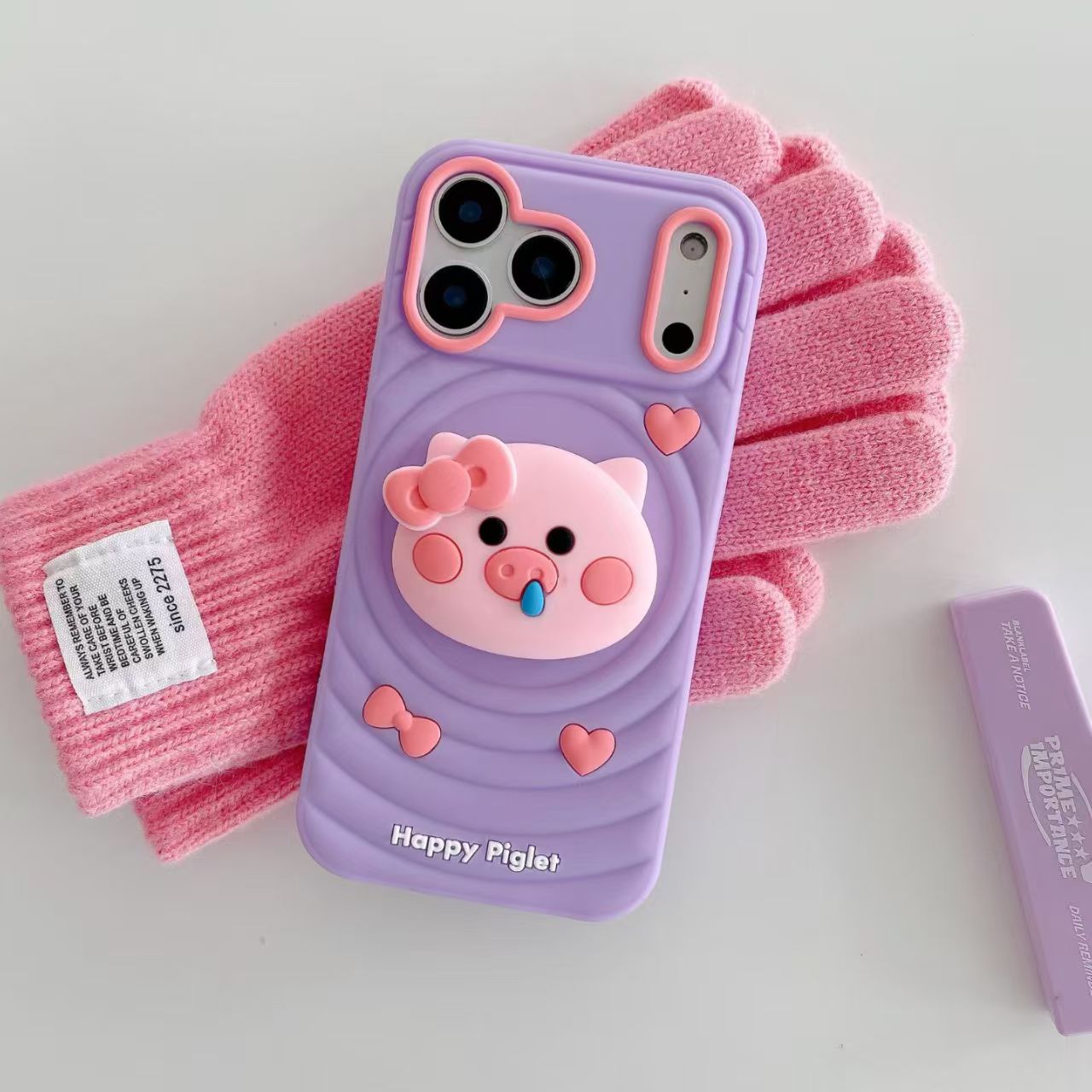 Cute 3D Pig Silicone Case for iPhone 17 17 Pro 17 Pro Max – Soft Shockproof Cover with Stand, Heart Decor and Kawaii Design