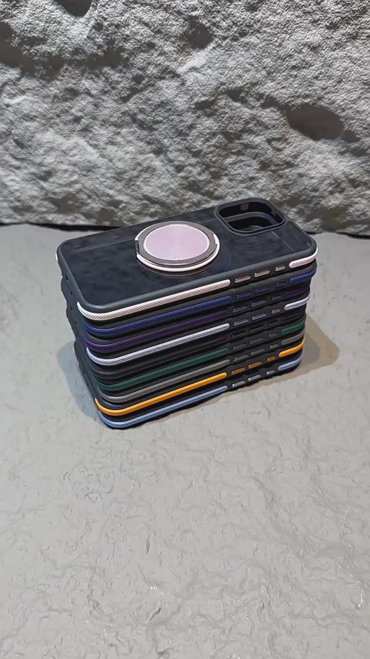 Matte Magnetic Ring Stand Case for iPhone 17 17 Pro 17 Pro Max Shockproof Frosted Slim Cover with Hidden Kickstand and Metal Circle Design