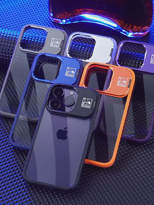 D1 Frosted Texture iPhone 17 Case with Built-in Kickstand Lens Guard – Elegant Matte Finish & Drop Resistant