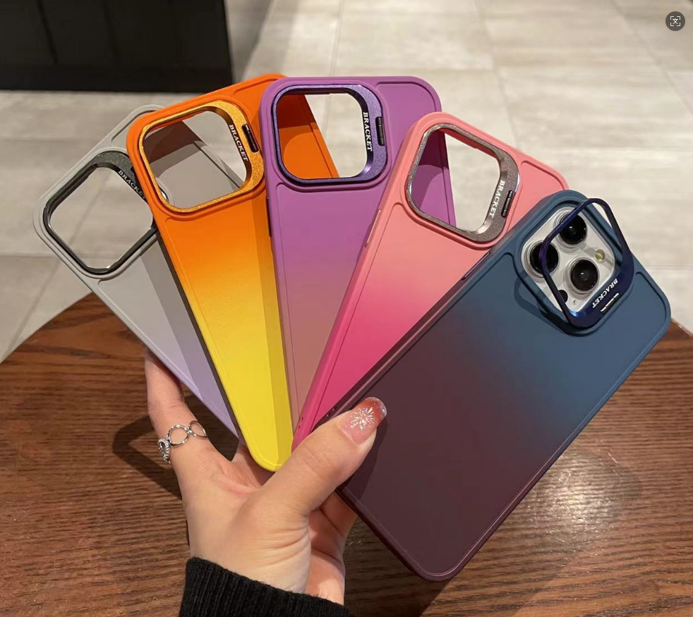 U6 Gradient Color Matte Case with Camera Stand for iPhone 17 Series – Smooth Finish Shockproof Design